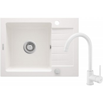 Granite sink with 1-bowl faucet with drainer