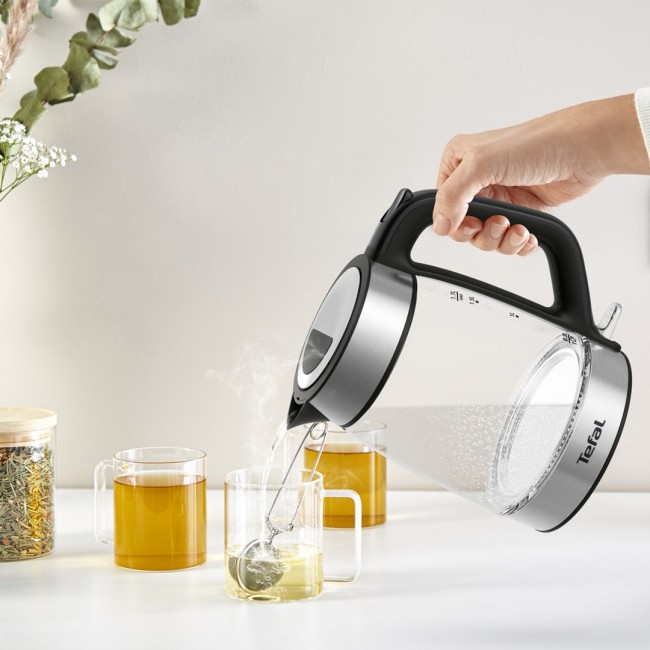 Tefal Glass Kettle KI605830 electric kettle 1.7 L 2200 W Black, Silver, Transparent