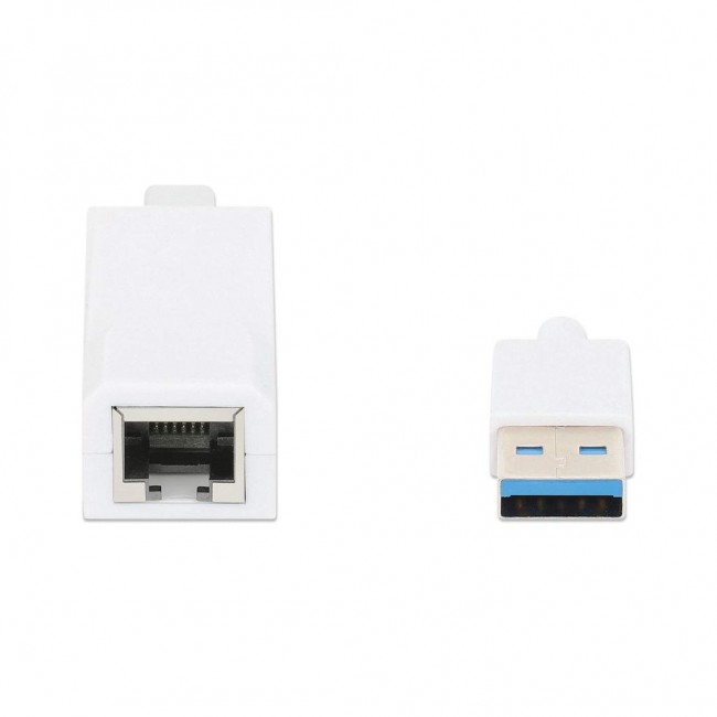 Manhattan USB-A Gigabit Network Adapter, White, 10/100/1000 Mbps Network, USB 3.0, Ethernet, RJ45, Three Year Warranty, Equivalent to USB31000SW. Manhattan USB-A Gigabit Network Adapter, White, 10/100/1000 Mbps Network, USB 3.0, Ethernet, RJ45, Three Year Warranty, Equivalent to USB31000SW.