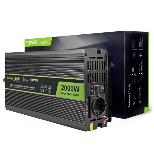 Green Cell INV10 power adapter/inverter Auto 2000 W Black