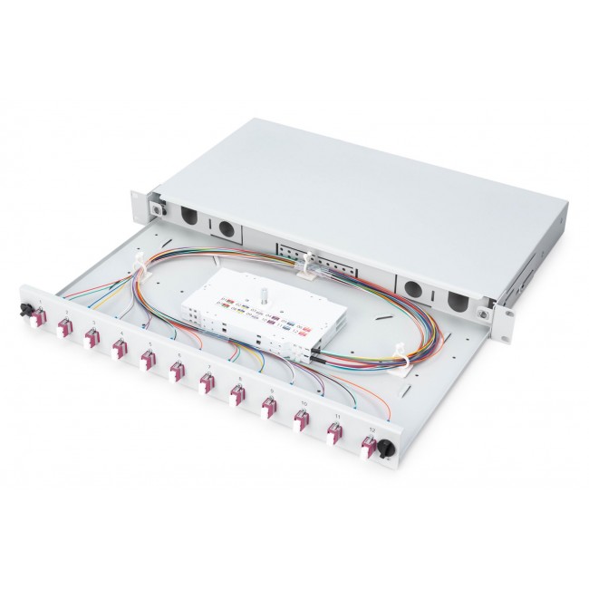 Digitus Fiber Optic Sliding Splice Box, 1U, Equipped, LC, OM4