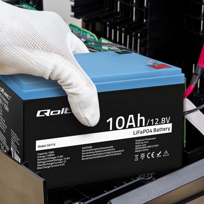 Qoltec 53713 LiFePO4 lithium iron phosphate battery | 12.8V | 10Ah | 1280Wh | BMS Qoltec 53713 LiFePO4 lithium iron phosphate battery | 12.8V | 10Ah | 1280Wh | BMS