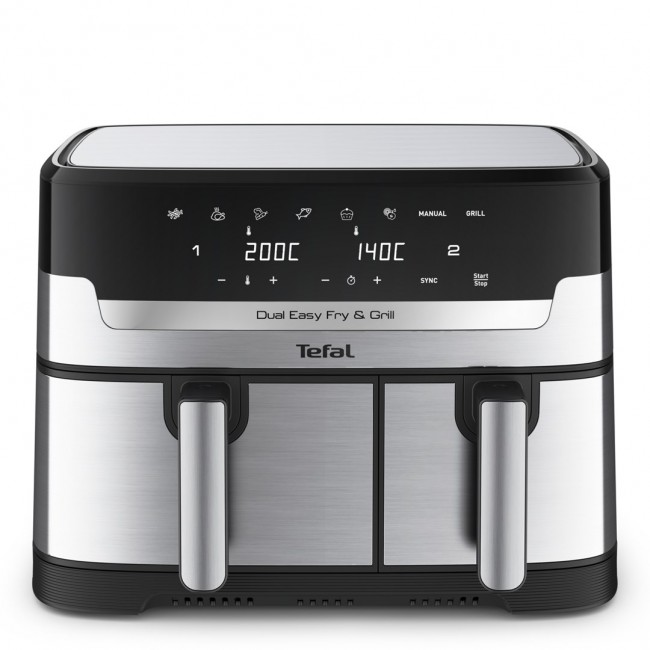 Tefal Dual Easy Fry & Grill EY905D Double 8.3 L Stand-alone 2700 W Hot air fryer Stainless steel