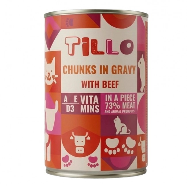 TILLO Chunks in gravy Beef - wet cat food - 415g TILLO Chunks in gravy Beef - wet cat food - 415g