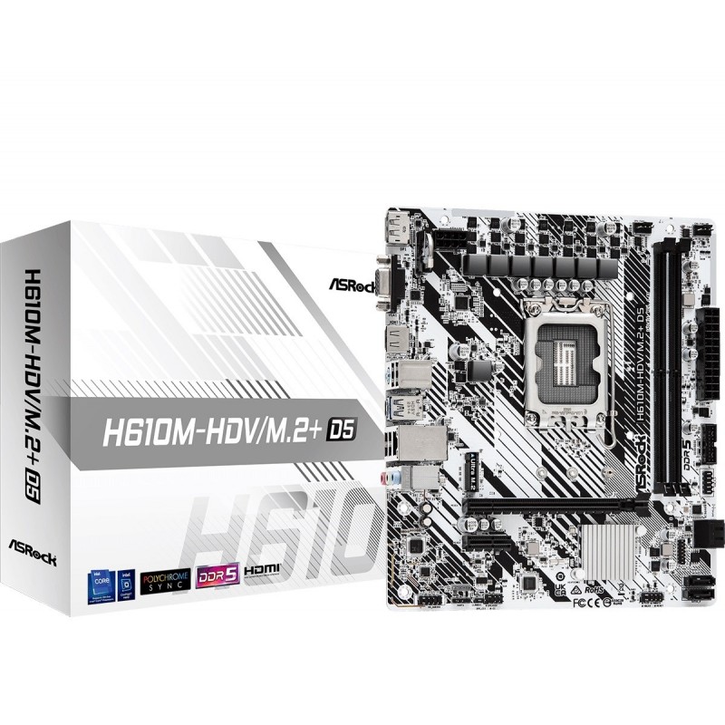 Asrock H610M-HDV/M.2+ D5 Intel H610 LGA 1700 micro ATX Asrock H610M-HDV/M.2+ D5 Intel H610 LGA 1700 micro ATX
