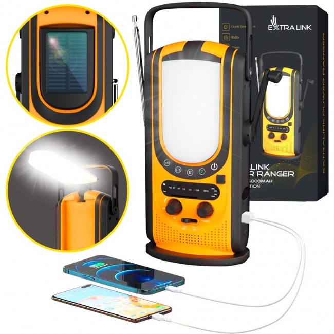 Extralink Power Ranger EPS-6000 | Power Bank | 6000mAh, FM Radio, LED Light, Dynamo, Solar Panel Extralink Power Ranger EPS-6000 | Power Bank | 6000mAh, FM Radio, LED Light, Dynamo, Solar Panel