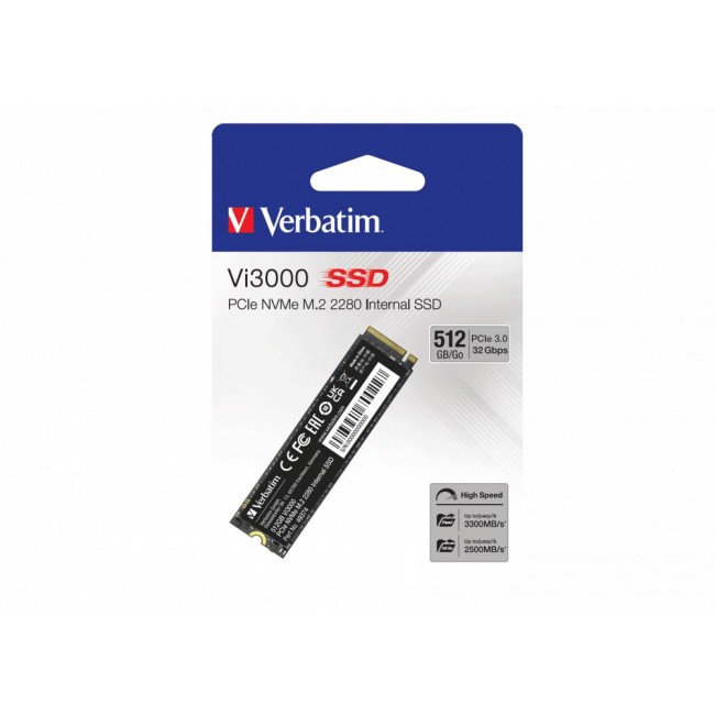 Verbatim Vi3000 PCIe NVMe M.2 SSD 512GB Verbatim Vi3000 PCIe NVMe M.2 SSD 512GB