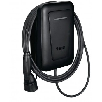 EVCS Hager witty one 11kW 3f RFID Bluetooth charging station with 6.5m T2 cable