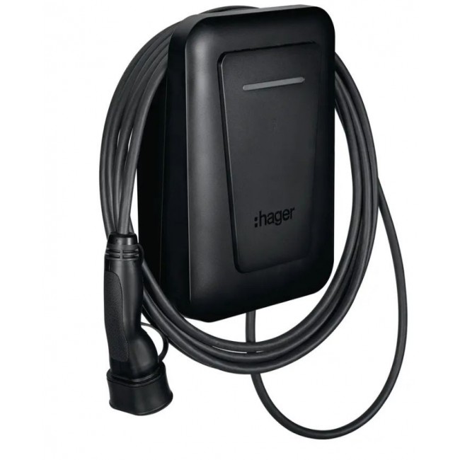 EVCS Hager witty one 11kW 3f RFID Bluetooth charging station with 6.5m T2 cable