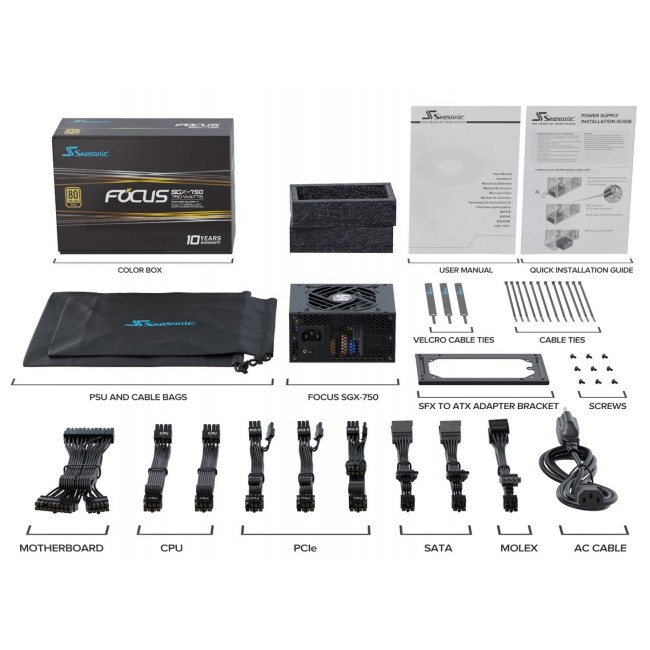 Seasonic FOCUS SGX-750 (2021) power supply unit 750 W 20+4 pin ATX SFX Black Seasonic FOCUS SGX-750 (2021) power supply unit 750 W 20+4 pin ATX SFX Black
