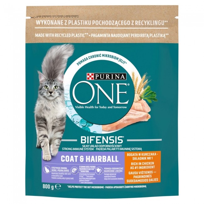 PURINA One Bifensis Coat & Hairball Chicken - dry cat food - 800 g PURINA One Bifensis Coat & Hairball Chicken - dry cat food - 800 g