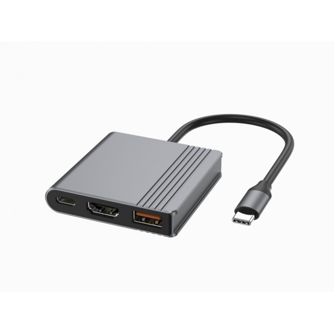 Gembird A-CM-COMBO3-05 USB Type-C 3-in-1 multi-port adapter (USB port + HDMI + USB-C video), space grey
