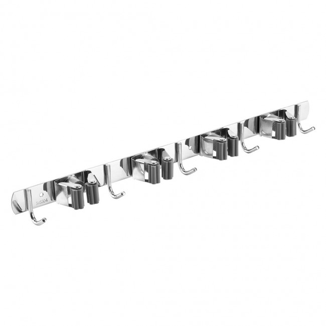 Maclean Wall-Mounted Organizer for Garden Tools and Mops, Steel, with Hooks, Max. Load 20 kg, Width 49 cm, MC-184 Maclean Wall-Mounted Organizer for Garden Tools and Mops, Steel, with Hooks, Max. Load 20 kg, Width 49 cm, MC-184