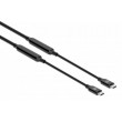 Manhattan Active USB-C to USB-C Cable, 5m, USB 3.2 Gen 2 (formerly USB 3.1 Gen 2), 10 Gbps, 3A/60W Fast Charging, SuperSpeed+ USB, DisplayPort Alt Mode Video up to 8K@60Hz, Black, Three Year Warranty