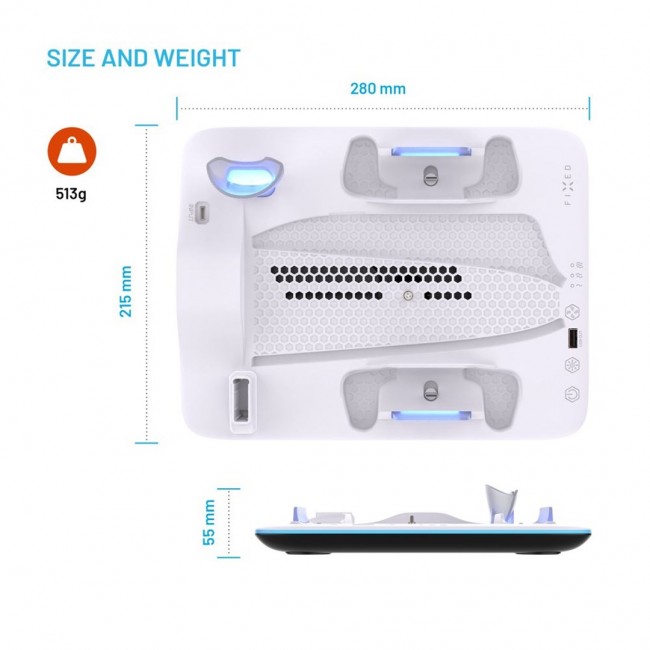 FIXED Docking Station for PlayStation 5 (Pro/Slim), black and white FIXED Docking Station for PlayStation 5 (Pro/Slim), black and white