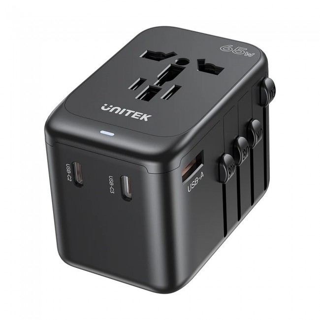 Power charger - Unitek 65W Universal Travel Adapter (P1122ABK01) | 1xUSB-A 3xUSB-C 1xAC Power charger - Unitek 65W Universal Travel Adapter (P1122ABK01) | 1xUSB-A 3xUSB-C 1xAC