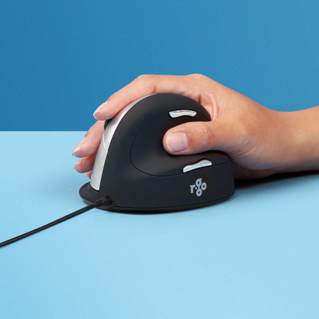 R-Go Tools Ergonomic mouse R-Go HE Break with break software, large (hand size 185 mm), right-handed, Wired, black