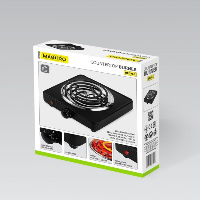 Maestro MR-770-1 hob 1000W Black Countertop 1 zone(s) Maestro MR-770-1 hob 1000W Black Countertop 1 zone(s)