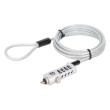Manhattan Universal Laptop Combination Lock For Noble Wedge , Nano and K-Slot, Secure 3-in-1 Anti-theft Notebook Lock, Resettable 4-digit Combo, 1.8m, Cut-Resistant Carbon Steel Cable, Translucent PVC Jacket, Silver