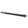 Digitus Socket strip with aluminum profile with switch and surge protection, 12-way safety sockets, 2 m cable safety plug