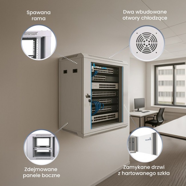 Extralink Rackmount cabinet 9U 600x450 Gray wall mounted