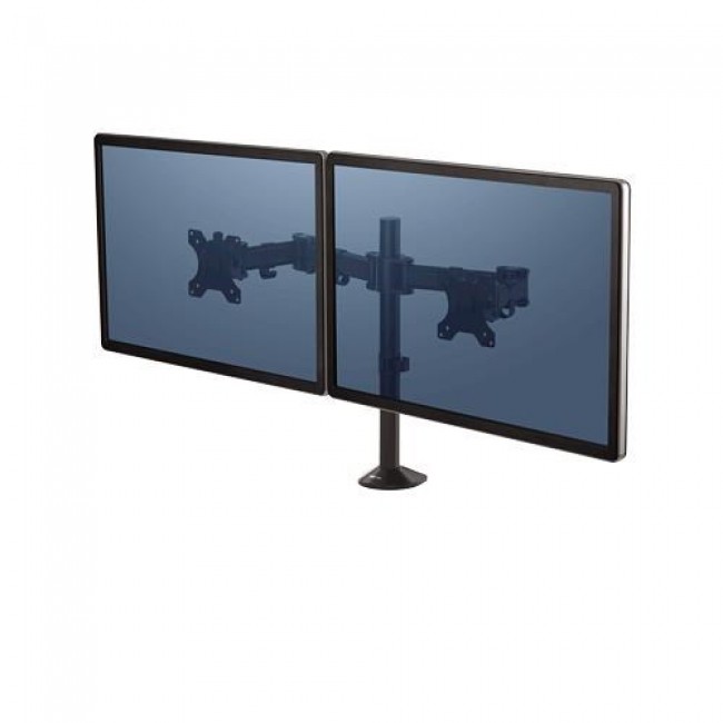 Fellowes Reflex Dual Monitor Arm - Dual Monitor Mount for 8KG 27 Inch Screens - Adjustable Monitor Desk Mount - Tilt 45 Pan 180 Rotation 360 , VESA 75 x 75/100 x 100 - Black Fellowes Reflex Dual Monitor Arm - Dual Monitor Mount for 8KG 27 Inch Screens - Adjustable Monitor Desk Mount - Tilt 45 Pan 180 Rotation 360 , VESA 75 x 75/100 x 100 - Black