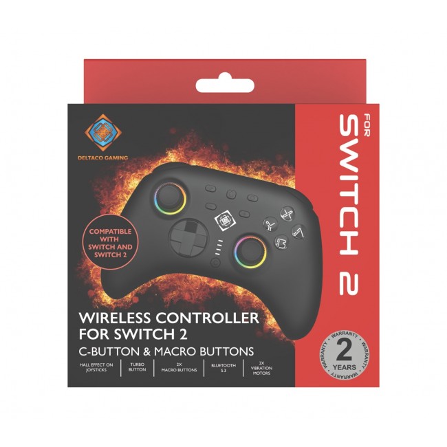 Deltaco Gaming GAM-198 Gaming Controller Black Bluetooth/USB Gamepad Nintendo Switch, Nintendo Switch 2, Nintendo Switch OLED, Android, PC