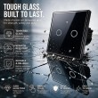 Qoltec 52712 Smart Touch 2-Gang Light Switch | Wi-Fi | Timer | Tuya | Smart Life | Tempered Glass | Black
