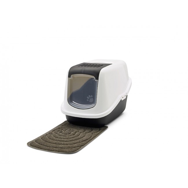 SAVIC Nestor White-Black - Covered Cat Litter Box - 56x39x38.5 cm - 1 pc SAVIC Nestor White-Black - Covered Cat Litter Box - 56x39x38.5 cm - 1 pc