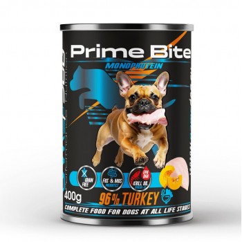 PRIME BITE Monoprotein Turkey with pumpkin - wet dog food - 400g