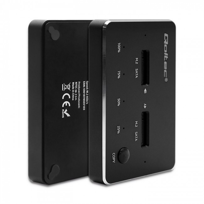Qoltec 2x SSD M.2 SATA Disk Docking Station | NGFF | USB Type-C