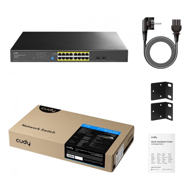 Cudy GS1020PS2 network switch Unmanaged Gigabit Ethernet (10/100/1000) Power over Ethernet (PoE) Black