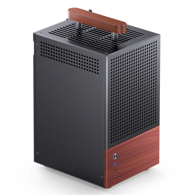 Jonsbo T6 PC Case, Mini-Tower, Mini-ITX, Tempered Glass, Wood, black