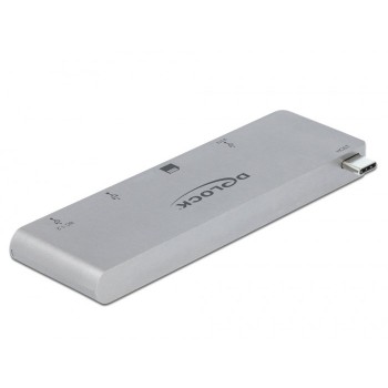 DELOCK 3 Port Hub und 2 Slot Card Reader fur MacBook mit PD 3.0 und einschiebbarem USB Type-C Anschluss