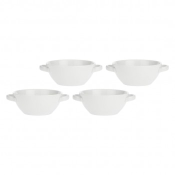 Set of 4 Terrine Round Casserole Dishes - White, 650 ml