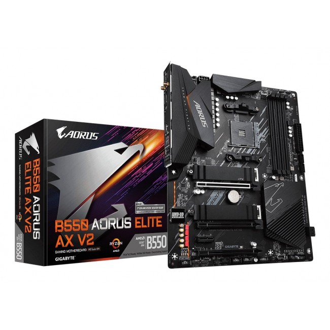 GIGABYTE B550 AORUS ELITE AX V2 Motherboard - AMD Ryzen 5000 CPUs, 12+2 Phases VRM, up to 4733MHz DDR4, 1xPCIe 4.0 + 1xPCIe 3.0 M.2, Wi-Fi 6E, 2.5GbE LAN, USB 3.2 Gen 2