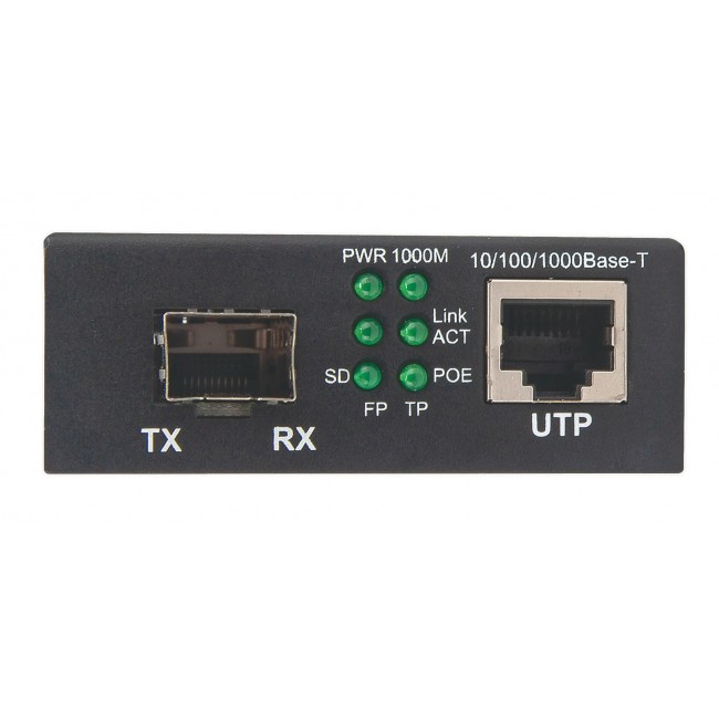 Intellinet Gigabit PoE+ Media Converter, 1 x 1000Base-T RJ45 Port to 1 x SFP Port, PoE+ Injector