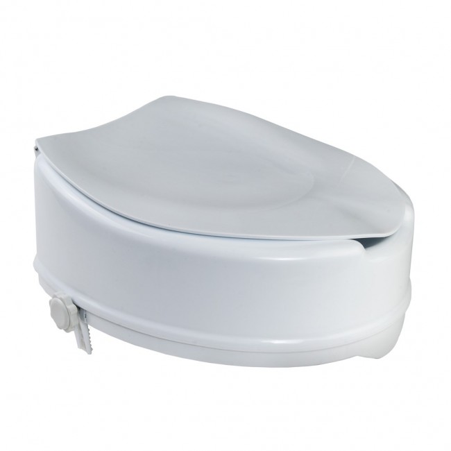 Raised Toilet Seat with Lid, 10 cm, Sara RF-870/10 REHAFUND, White