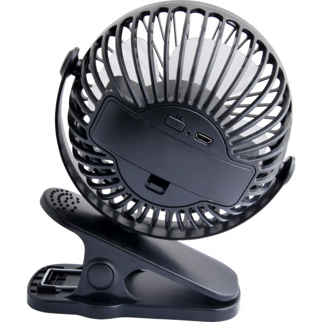Desk fan with clip 10cm USB+battery black Desk fan with clip 10cm USB+battery black