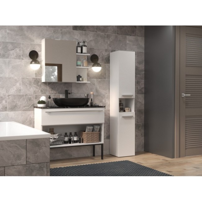 Bathroom cabinet NEL III 31x30x174 cm, matt white Bathroom cabinet NEL III 31x30x174 cm, matt white