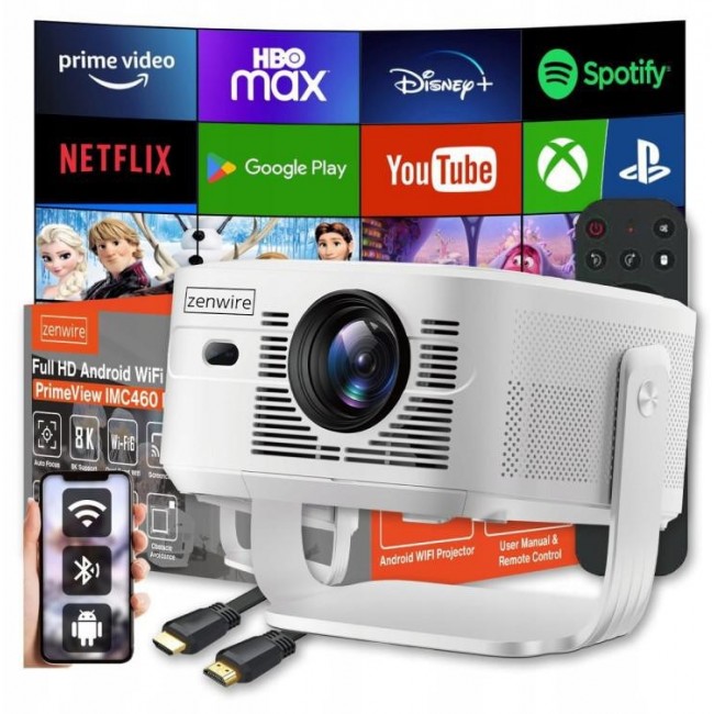 Mini Projektor Przeno ny Rzutnik Android 14 WiFi Zenwire PrimeView IMC460 Pro
