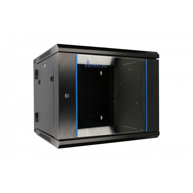 Extralink Rackmount cabinet 12U 600x600 AZH Black wall mounted, swing type