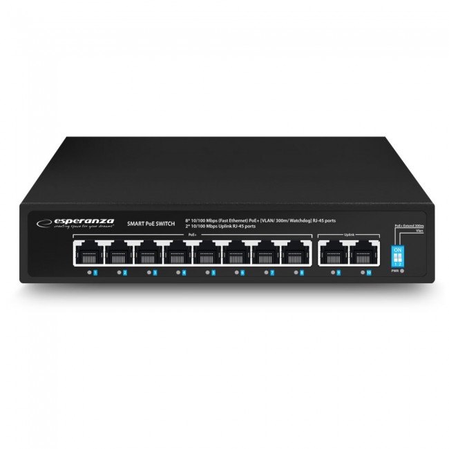 Esperanza ENS106 10-port Poe Switch 10/100 96W Esperanza ENS106 10-port Poe Switch 10/100 96W