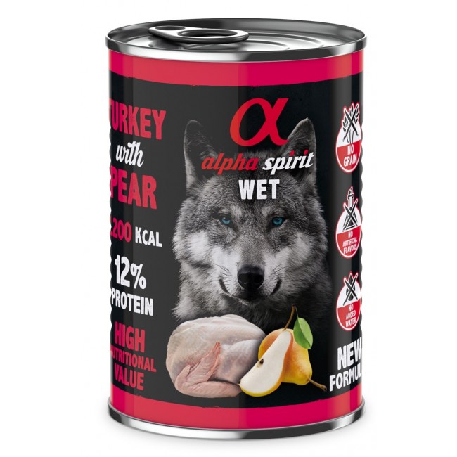 ALPHA SPIRIT WET Turkey with pear - wet dog food - 400g