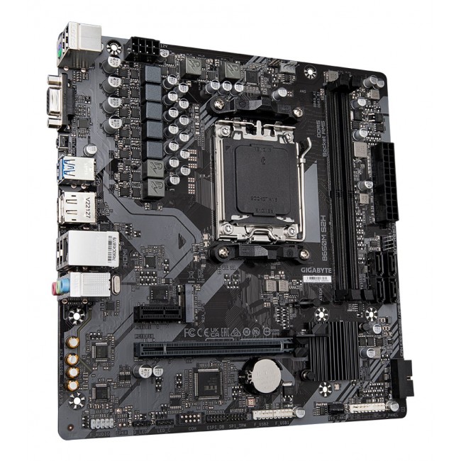 GIGABYTE B650M S2H Motherboard - AMD Ryzen 9000 Series CPUs, 5+2+2 Phases VRM, up to 6400MHz DDR5 (OC), 1xPCIe 4.0 M.2, GbE LAN, USB 3.2 Gen 1
