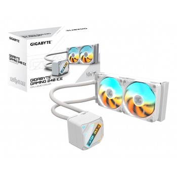 GIGABYTE GAMING 240 ICE Liquid CPU Cooler- 2x120mm ARGB Fans, slide-in interlocking mechanism, DAISY-CHAIN, Intel LGA 1851 and AMD AM5 Compatible