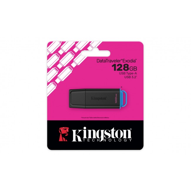 Kingston Technology DataTraveler 128GB Portable USB 3.2 Gen 1 Exodia Black/Blue Kingston Technology DataTraveler 128GB Portable USB 3.2 Gen 1 Exodia Black/Blue