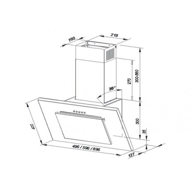 MAAN Vertical 2 90 305 m3/h Wall-mounted canopy, Black