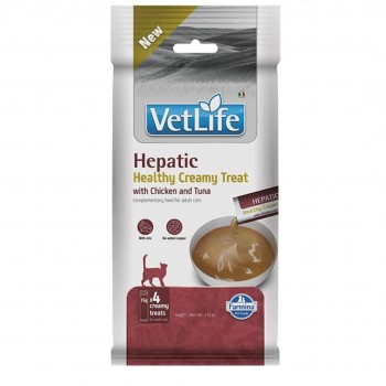 FARMINA Vet Life Cat Hepatic Creamy treat with Chicken & Tuna box cat treat 4x15g