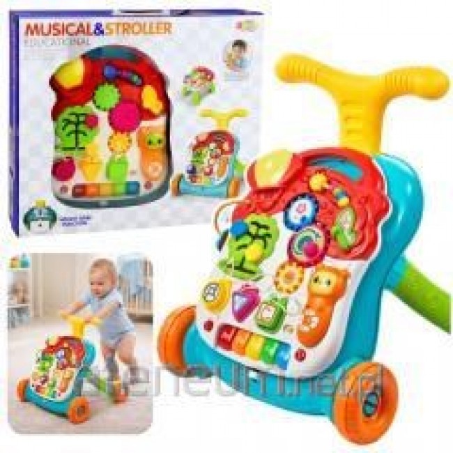 Chodzik Pchacz Edukacyjny Stolik Panel Interaktywny 5w1 Wielokolorowy Chodzik Pchacz Edukacyjny Stolik Panel Interaktywny 5w1 Wielokolorowy